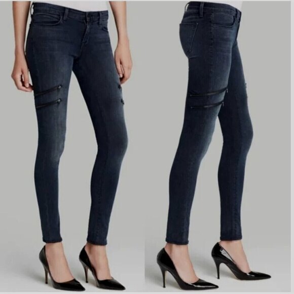 J Brand Dee Skinny Jean Vacant Moto Zipper Size 24 Women's 24 x 30 - Picture 1 of 7